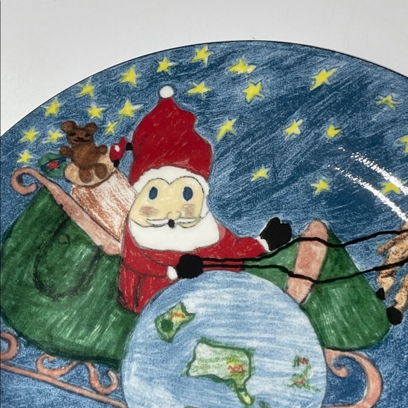 CHRISTMAS VILLAGE KIDS COLLECTION SANTA CLAUS COOKIE PLATE DESIGNED BY CHILD - Picture 5 of 7